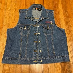 Vintage 90s Disney Mickey Unlimited Mickey Mouse XL Embroider Denim Trucker Vest